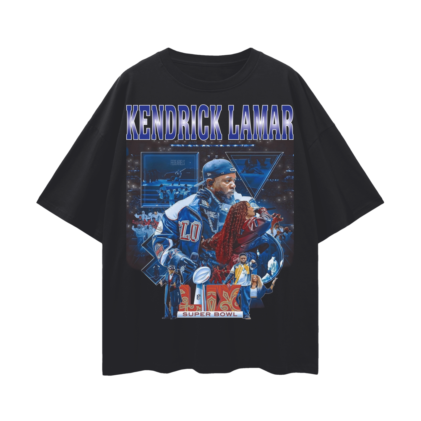 Oversize Deep Drop Shoulder Tee - Kendrick Lamar Super Bowl LIX - 190 GSM