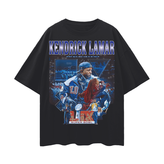 Oversize Deep Drop Shoulder Tee - Kendrick Lamar Super Bowl LIX - 190 GSM
