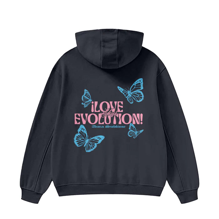 High Neck Hoodie - Love Your Evolution - 385 GSM