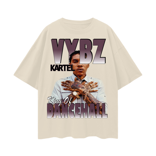 Oversize Deep Drop Shoulder Tee - Vybz Kartel World Tour - KING DANCEHALL - 190 GSM
