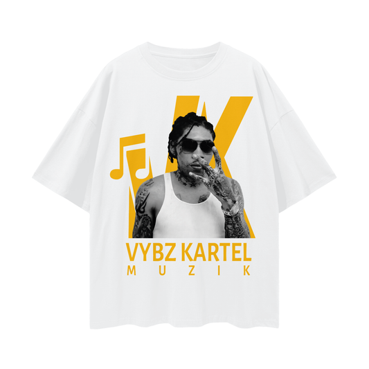 Oversize Deep Drop Shoulder Tee - Vybz Kartel World Tour - VK Muzik - 190 GSM