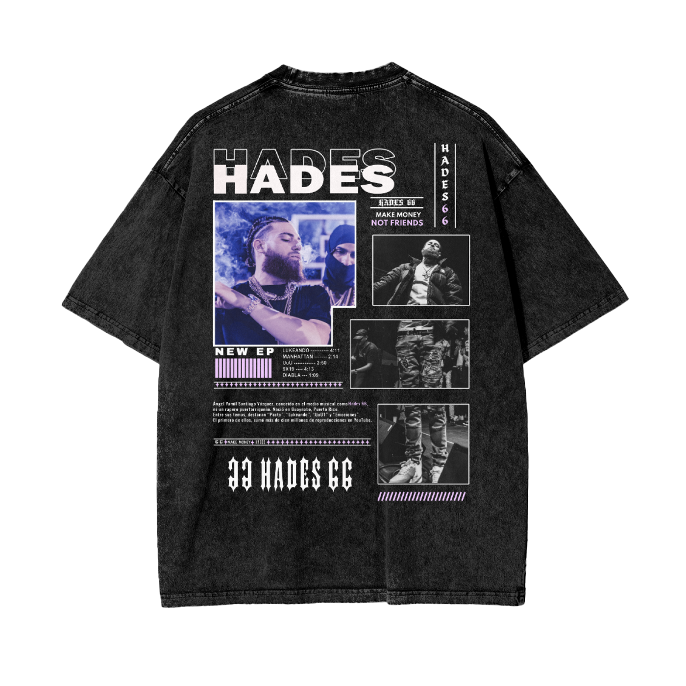 Oversize Snow Washed T-Shirt - HADES - 250g