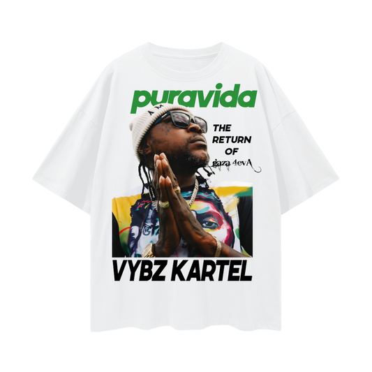 Oversize Deep Drop Shoulder Tee - Vybz Kartel World Tour - PuraVida - 190 GSM