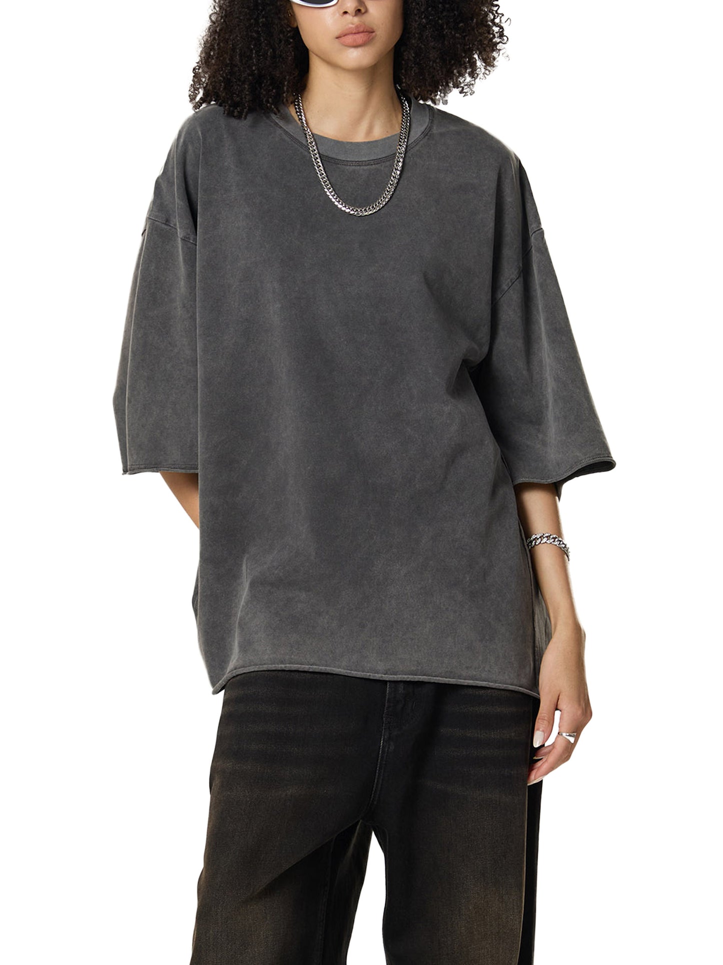 Blanks - Raw Edge Snow Washed Boxy T-Shirt