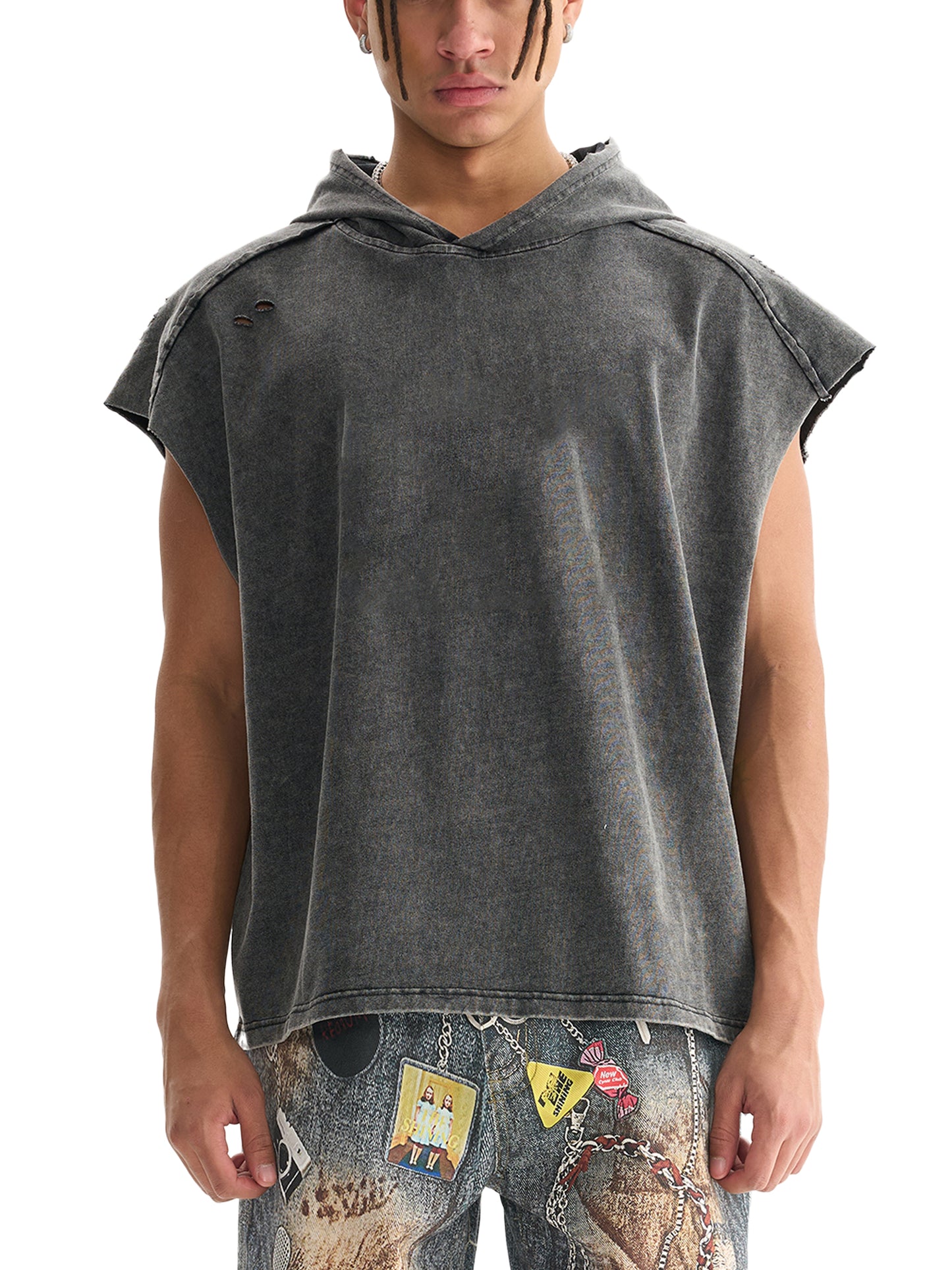 Blanks - Snow Washed Boxy Hooded Tank Top