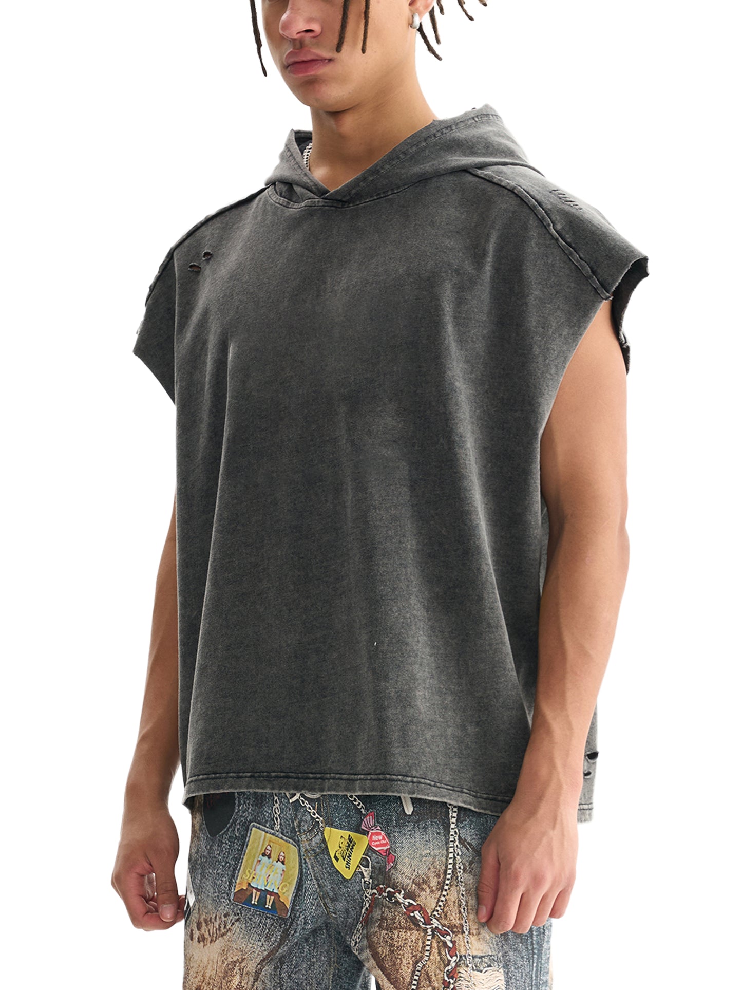 Blanks - Snow Washed Boxy Hooded Tank Top