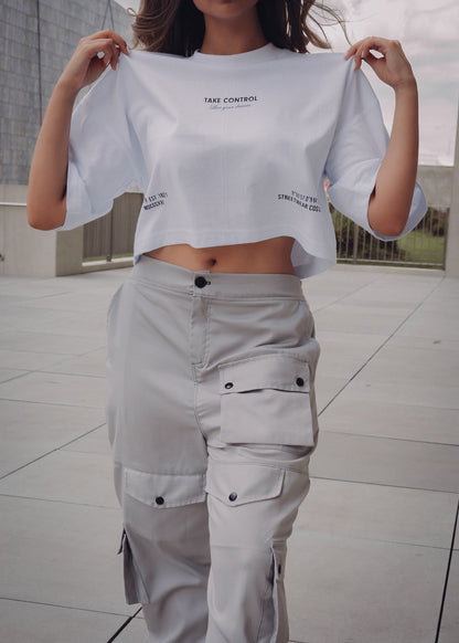 Oversize Crop Top - TAKE CONTROL - 190 GSM