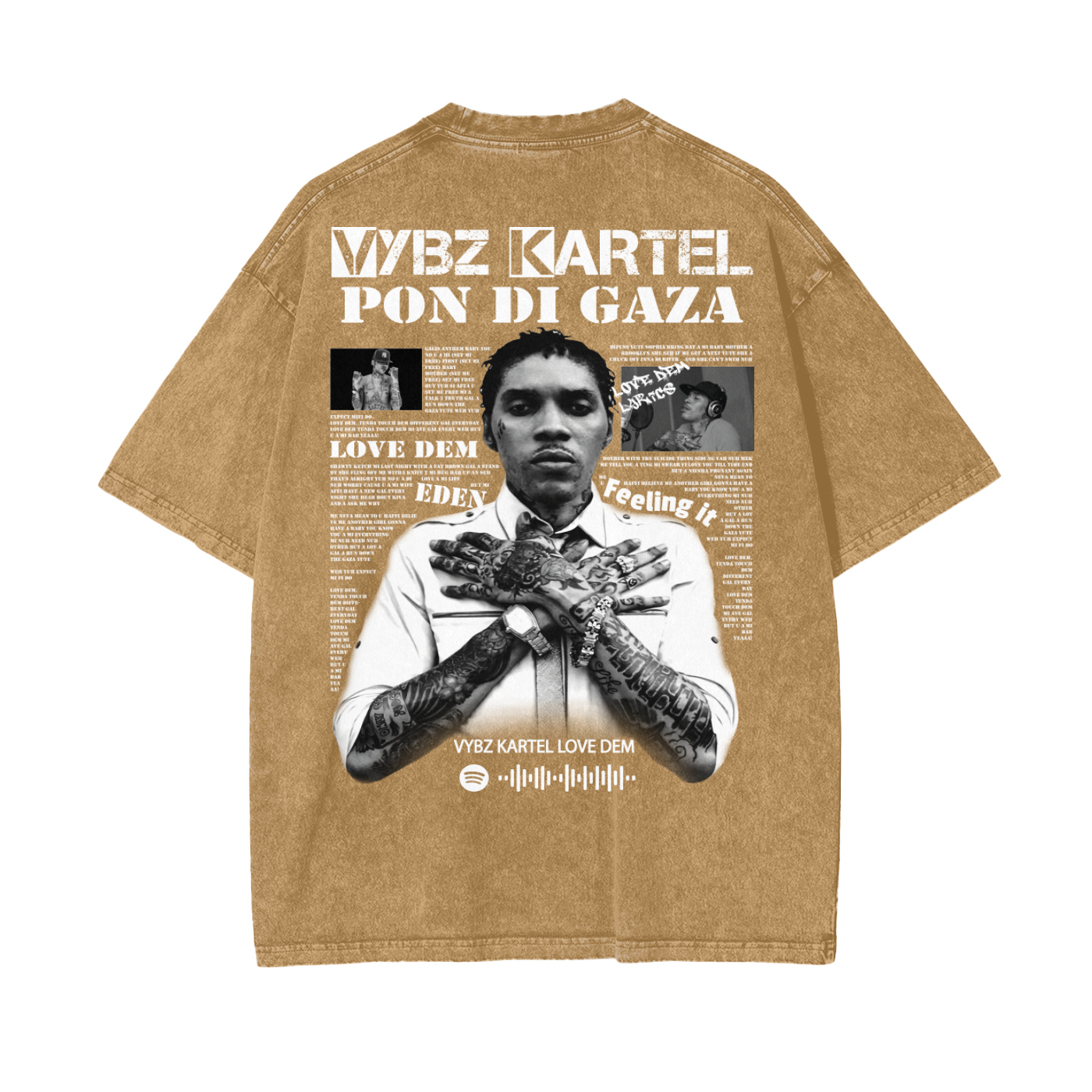 Oversize Snow Washed T-Shirt - Vybz Kartel World Tour -  250 GSM
