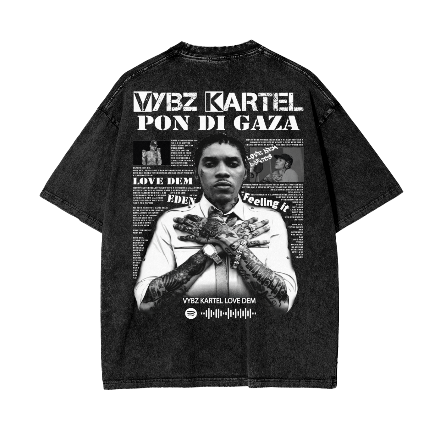 Oversize Snow Washed T-Shirt - Vybz Kartel World Tour -  250 GSM
