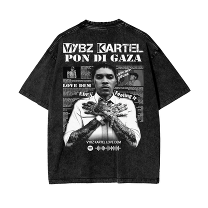 Oversize Snow Washed T-Shirt - Vybz Kartel World Tour -  250 GSM