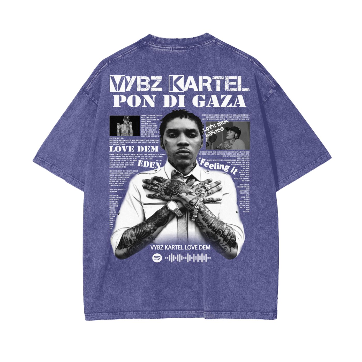Oversize Snow Washed T-Shirt - Vybz Kartel World Tour -  250 GSM