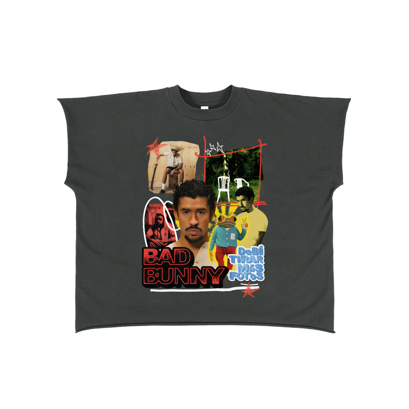 Raw Edge Boxy Non-Shrink T-Shirt - Bab Bunny Tour 2025 - 280 G