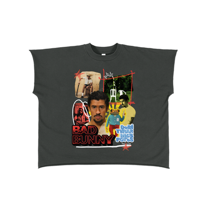 Raw Edge Boxy Non-Shrink T-Shirt - Bab Bunny Tour 2025 - 280 G