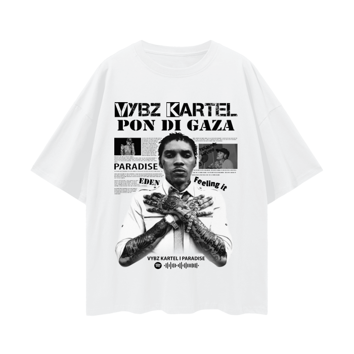 Oversize Deep Drop Shoulder Tee - Vybz Kartel -Pon Di Gaza - 190 GSM