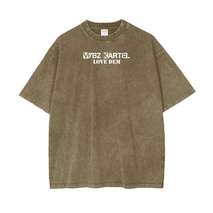 Oversize Snow Washed T-Shirt - Vybz Kartel World Tour -  250 GSM