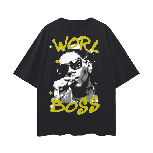 Oversize Deep Drop Shoulder Tee - Vybz Kartel - World Boss - 190 GSM