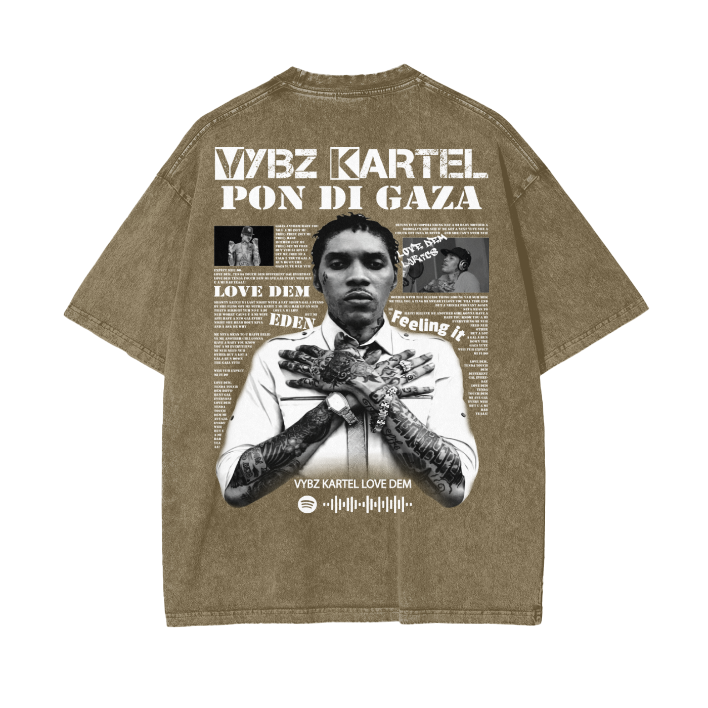 Oversize Snow Washed T-Shirt - Vybz Kartel World Tour -  250 GSM