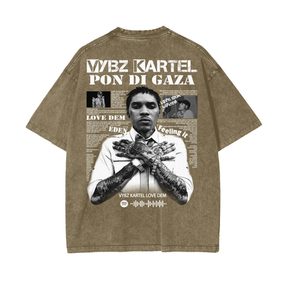 Oversize Snow Washed T-Shirt - Vybz Kartel World Tour -  250 GSM