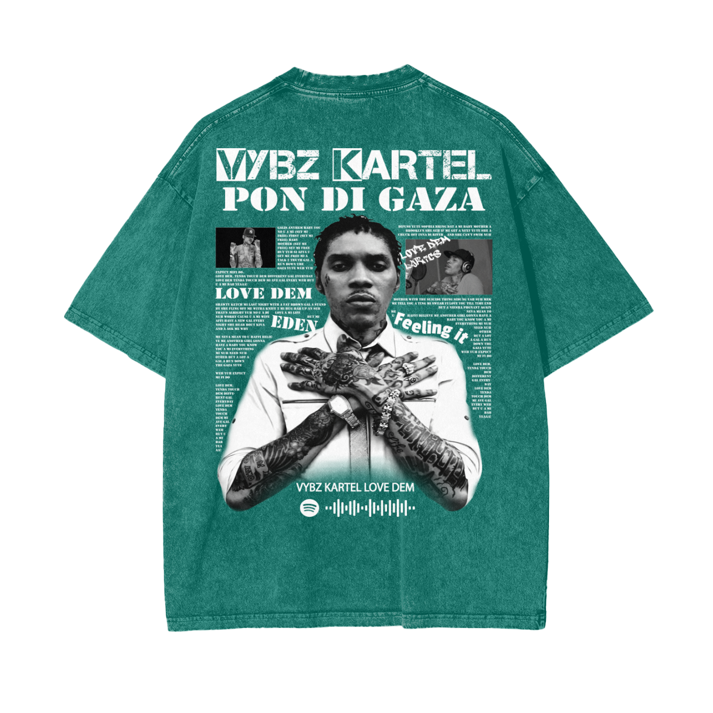 Oversize Snow Washed T-Shirt - Vybz Kartel World Tour -  250 GSM