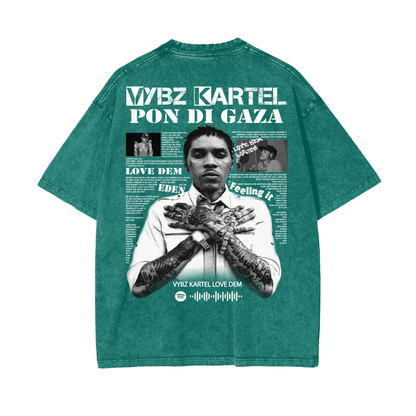 Oversize Snow Washed T-Shirt - Vybz Kartel World Tour -  250 GSM