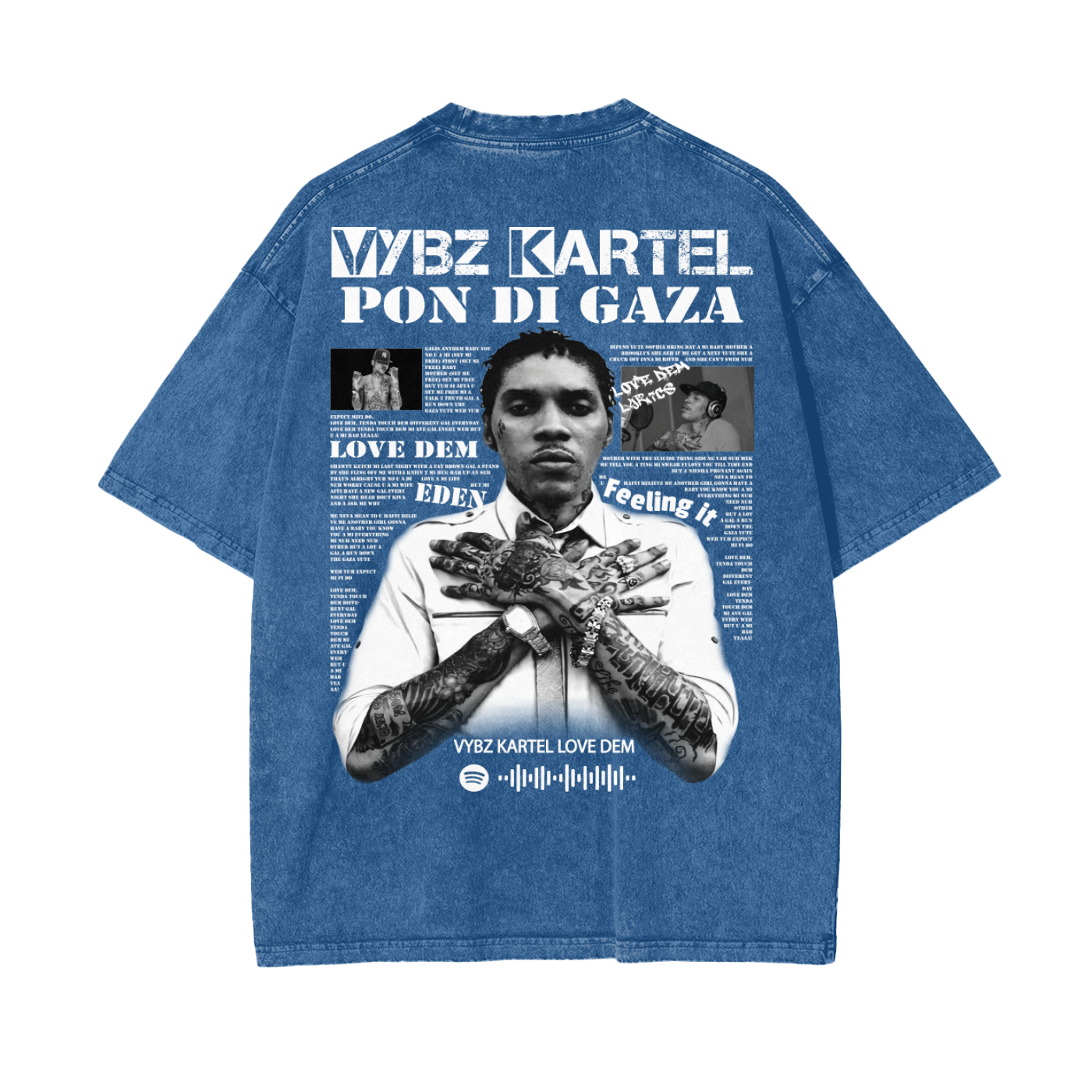 Oversize Snow Washed T-Shirt - Vybz Kartel World Tour -  250 GSM