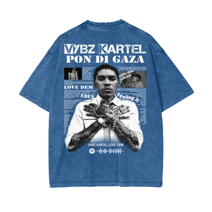 Oversize Snow Washed T-Shirt - Vybz Kartel World Tour -  250 GSM