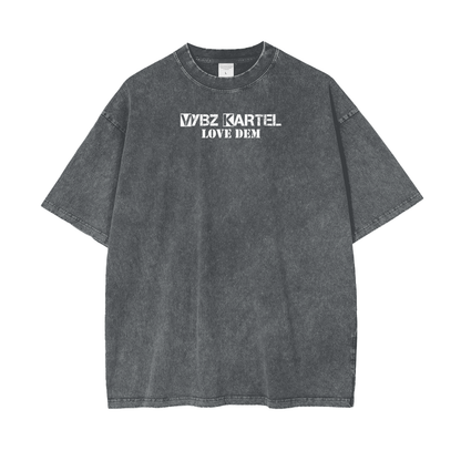 Oversize Snow Washed T-Shirt - Vybz Kartel World Tour -  250 GSM