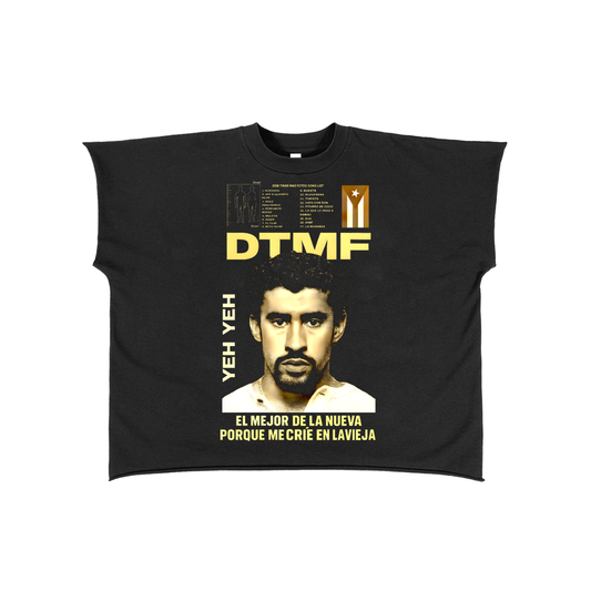 Raw Edge Boxy Non-Shrink T-Shirt - DTMF - Bad Bunny Tour 2025 - 280 G