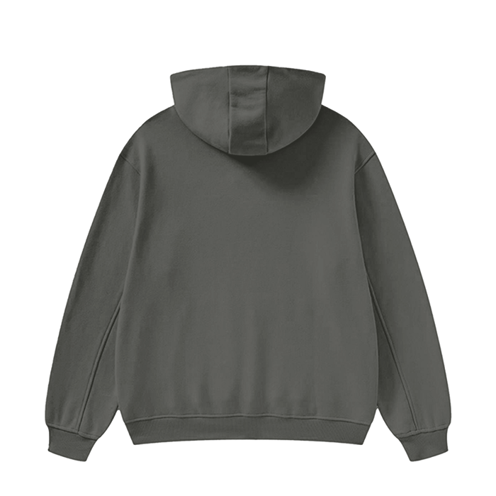 High Neck - Solid Color Fleece Hoodie - 385 GSM