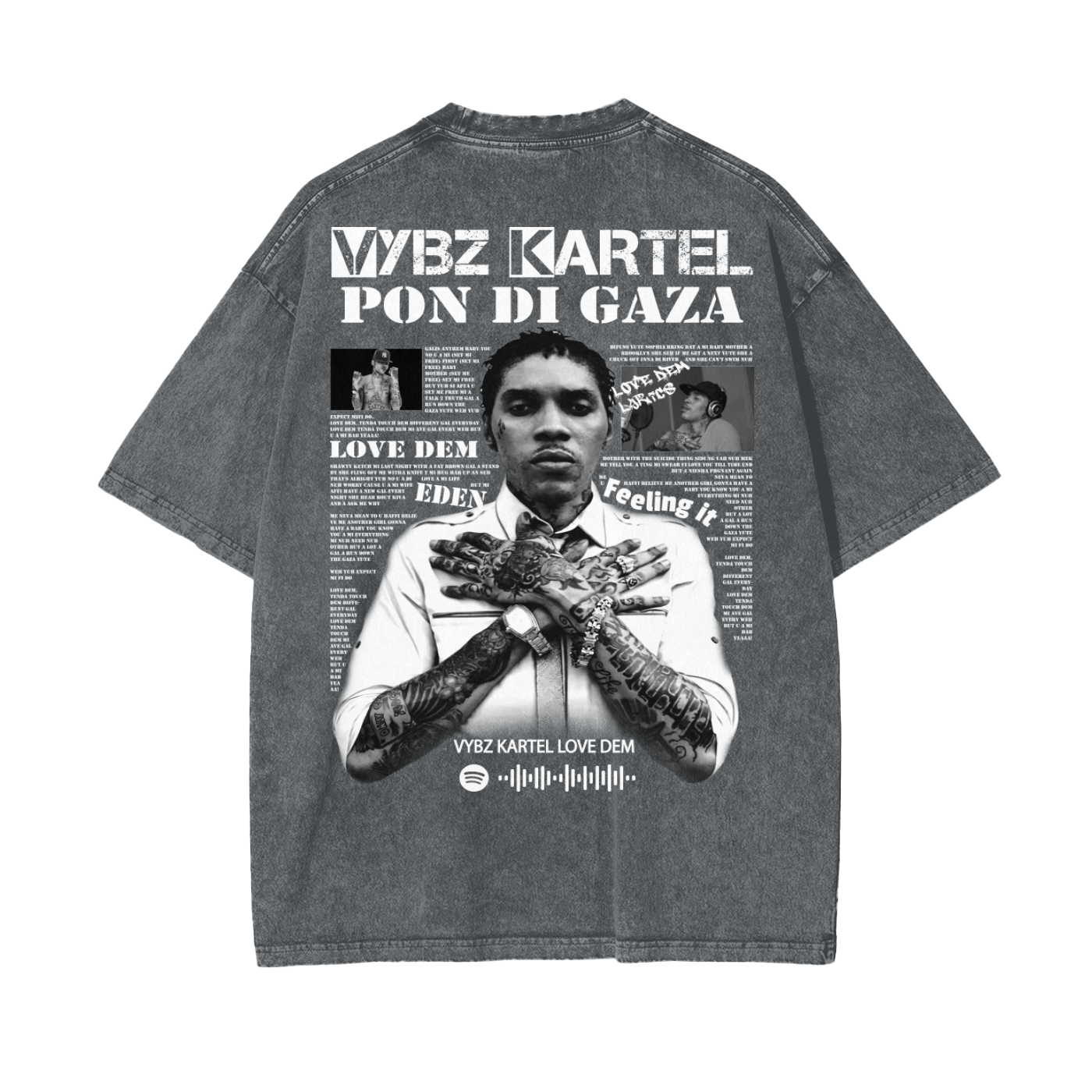 Oversize Snow Washed T-Shirt - Vybz Kartel World Tour -  250 GSM
