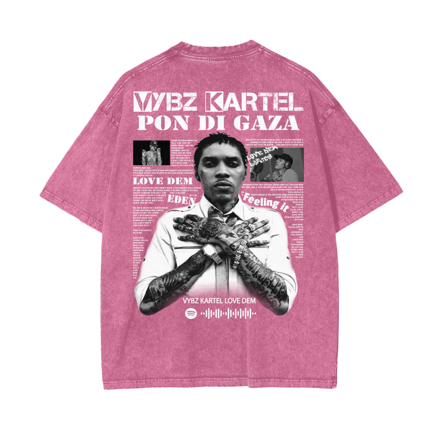 Oversize Snow Washed T-Shirt - Vybz Kartel World Tour -  250 GSM