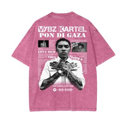 Oversize Snow Washed T-Shirt - Vybz Kartel World Tour -  250 GSM