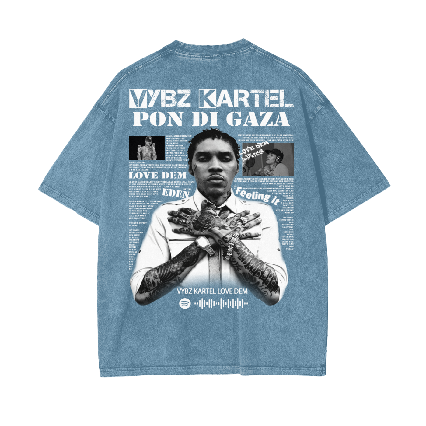 Oversize Snow Washed T-Shirt - Vybz Kartel World Tour -  250 GSM