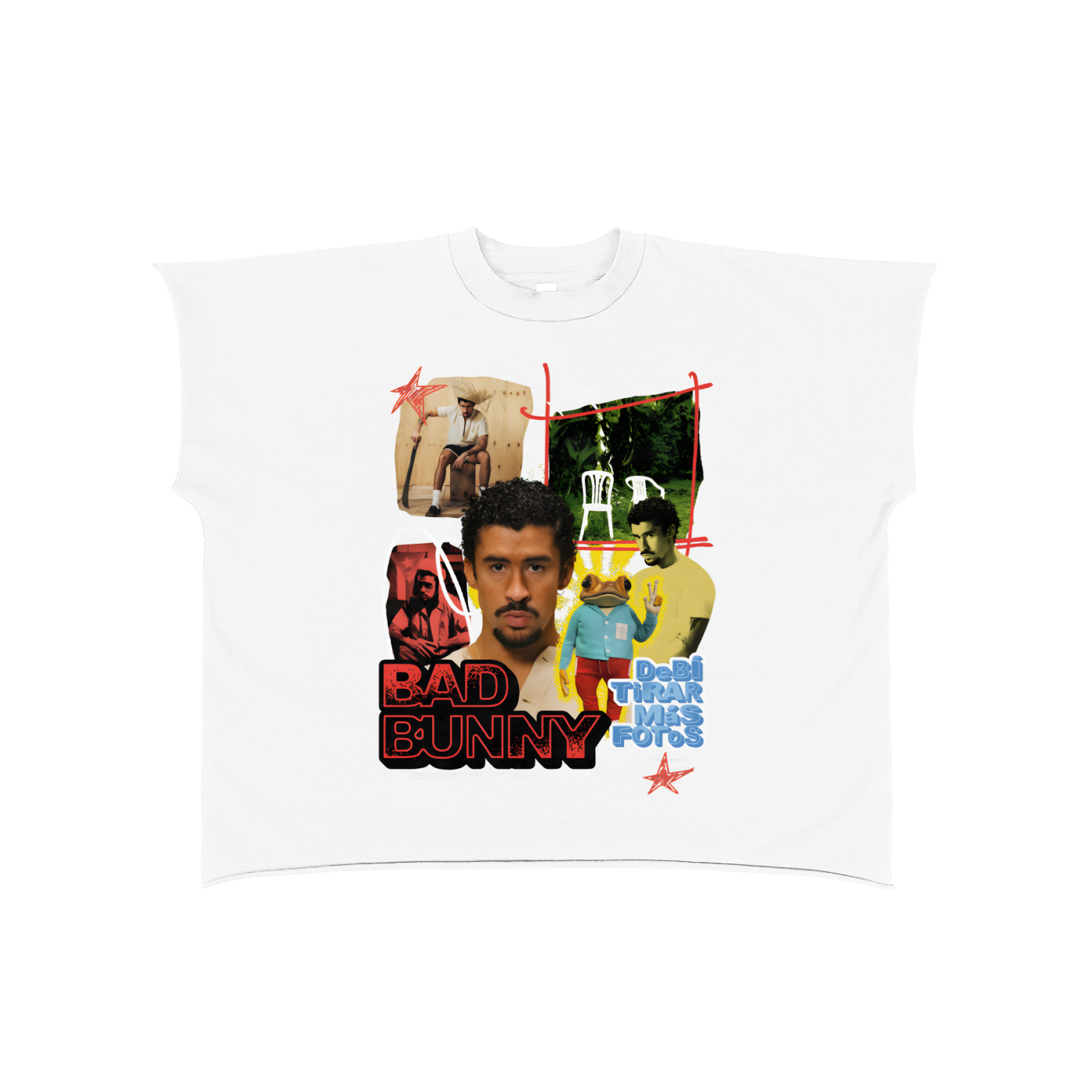 Raw Edge Boxy Non-Shrink T-Shirt - Bab Bunny Tour 2025 - 280 G