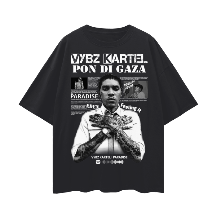 Oversize Deep Drop Shoulder Tee - Vybz Kartel - Pon Di Gaza - 190 GSM