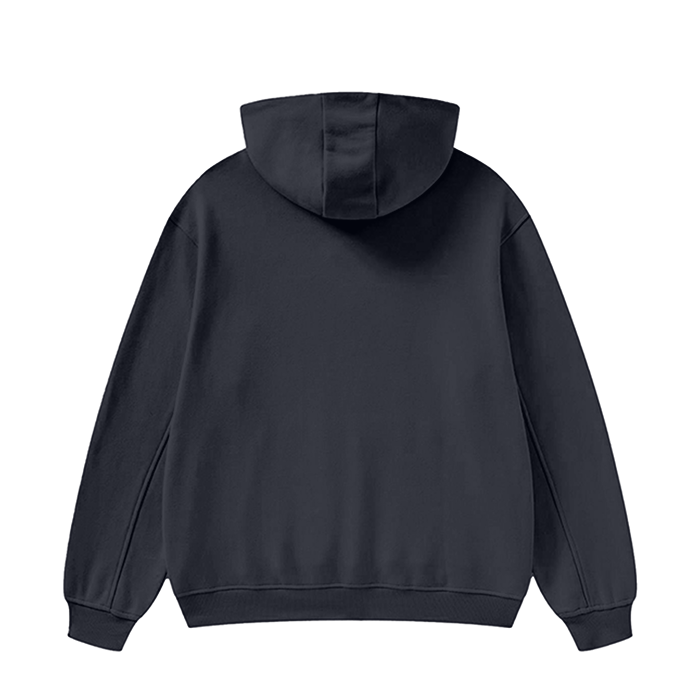 High Neck - Solid Color Fleece Hoodie - 385 GSM