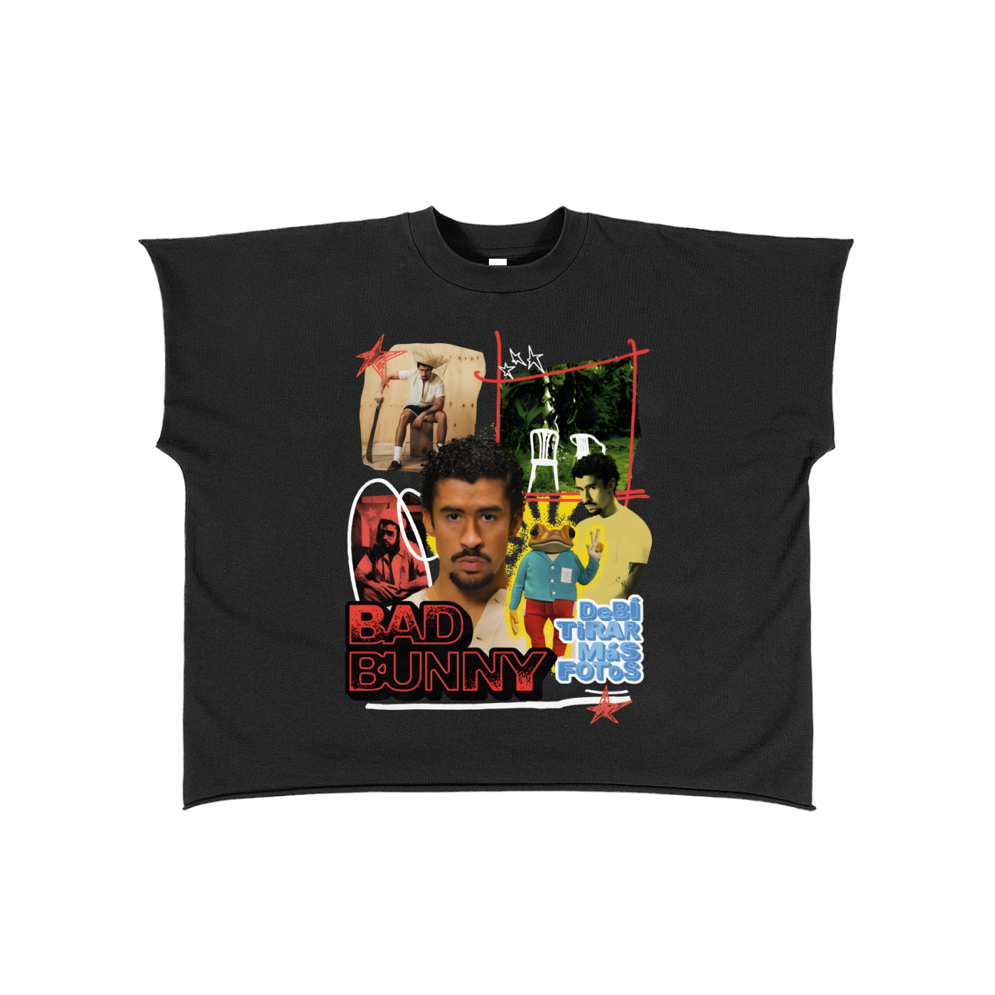 Raw Edge Boxy Non-Shrink T-Shirt - Bab Bunny Tour 2025 - 280 G