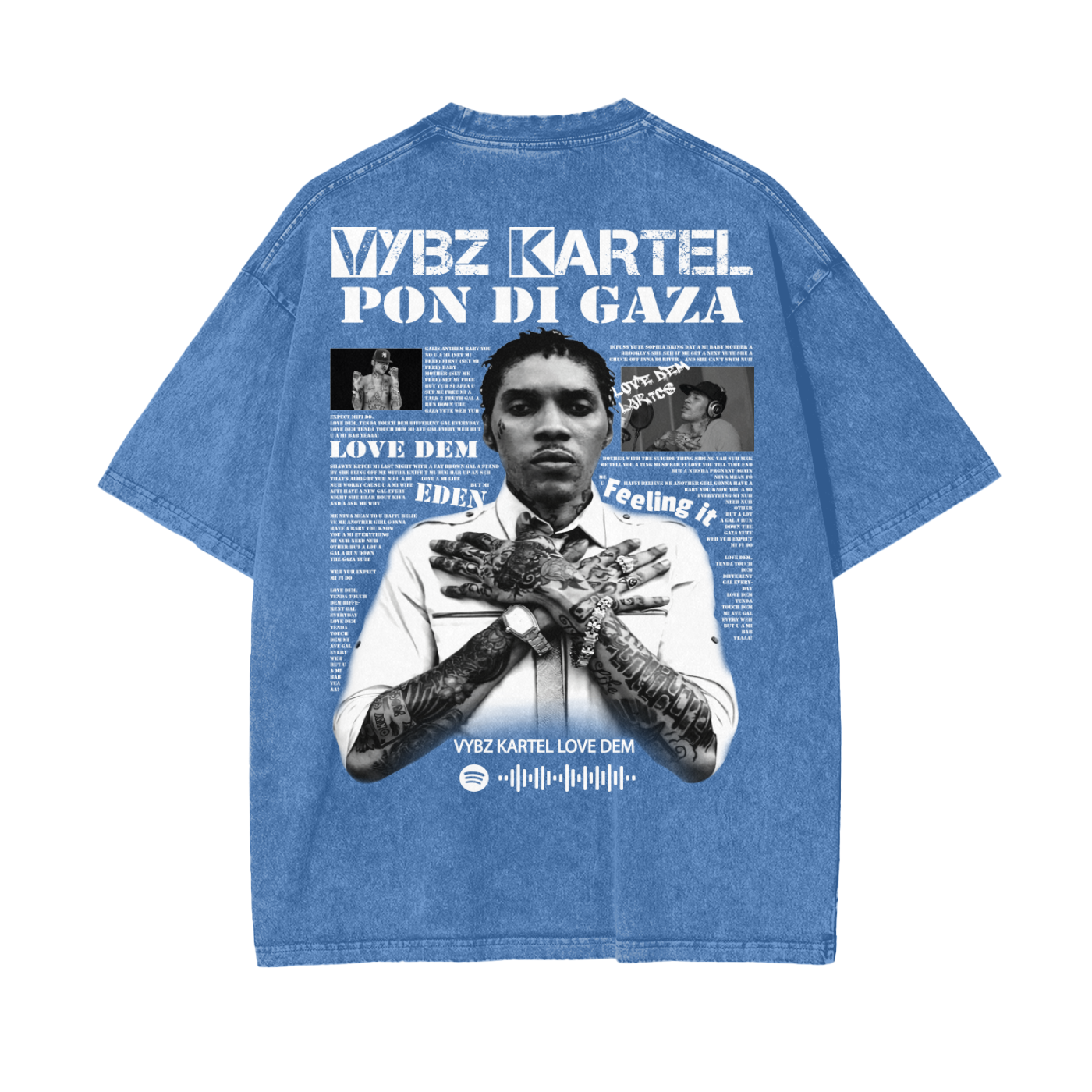 Oversize Snow Washed T-Shirt - Vybz Kartel World Tour -  250 GSM