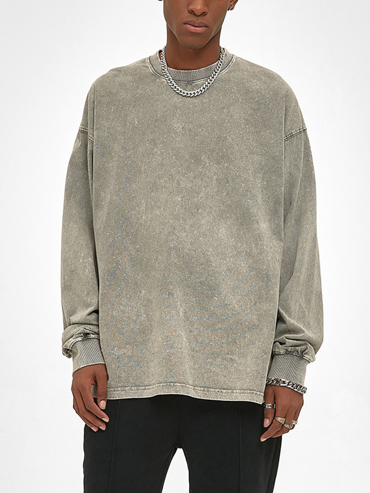 Oversize - Acid Wash Long Sleeve T-Shirt - 250 GSM